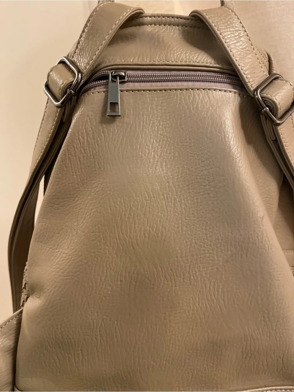 Madison West Tan/Taupe Vegan Leather Woven Backpack